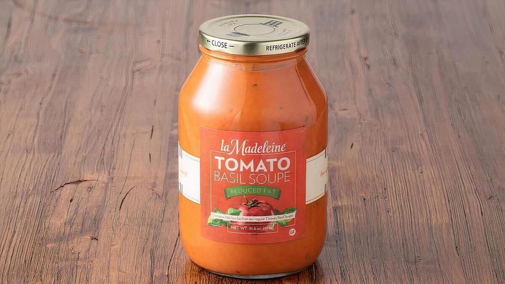 Tomato Basil Soup Reduced Fat · A jar of our signature soupe but with reduced fat! A hearty cream based vegetarian (not vegan) soupe made with juicy, vine ripened tomatoes, fresh cream, and fresh basil.
