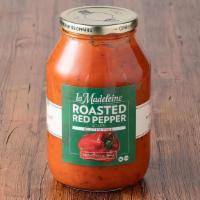 Roasted Red Pepper Soup · A vegetarian and gluten-free soupe: Fire-roasted red bell peppers, tomatoes, herbs and a spl...