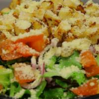 Small Chicken Salad · Lettuce, onions, green peppers, tomatoes, chicken, and parmesan cheese. Comes with one pack ...