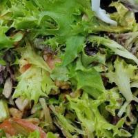 House Salad · Spring mix lettuce, red onions, green peppers, and roma tomatoes, topped with cheddar cheese...