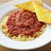 Spaghetti With Marinara · A bed of spaghetti noodles topped with our house-made marinara sauce.
