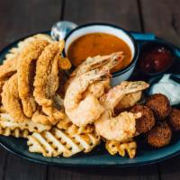 Louisiana Combo · Fried shrimp, fried catfish, hush puppies, waffle fries with cocktail and tartar served with...