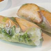 Fresh Tofu Rolls · Rolls wrapped by rice paper with cucumber, lettuce, cilantro, and vermicelli.