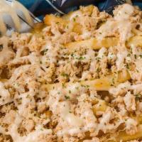 Loaded Crab Meat Cheese Fries · French fries with melted mix cheese loaded crab meat
