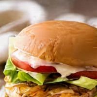 Chicken Burger · Chicken breast, choice of cheese, lettuce, tomatoes and onion