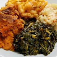Veggie Plate (4) · Dinner Includes, Dinner Selection, 4 Premium Signature Sides, And Your Choice Of Cornbread O...