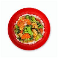Garlic Broccoli Rice Bowl · broccoli, carrot, soy garlic sauce