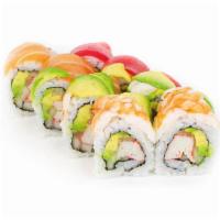 Rainbow · tuna, salmon, steamed shrimp, krab, avocado,. cucumber
