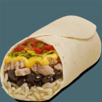Burritos - Pulled Pork · Contains: Cheddar Cheese Sauce, Pulled Pork, Creamy Chipotle, Fresh Salsa, Lettuce, Tortilla...