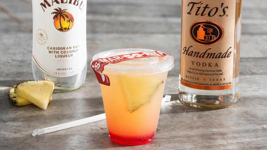 Tito'S® Punch† · Tito’s Handmade Vodka, Malibu Coconut Rum, grenadine, fresh sour & pineapple juice. CONTAINS NUTS