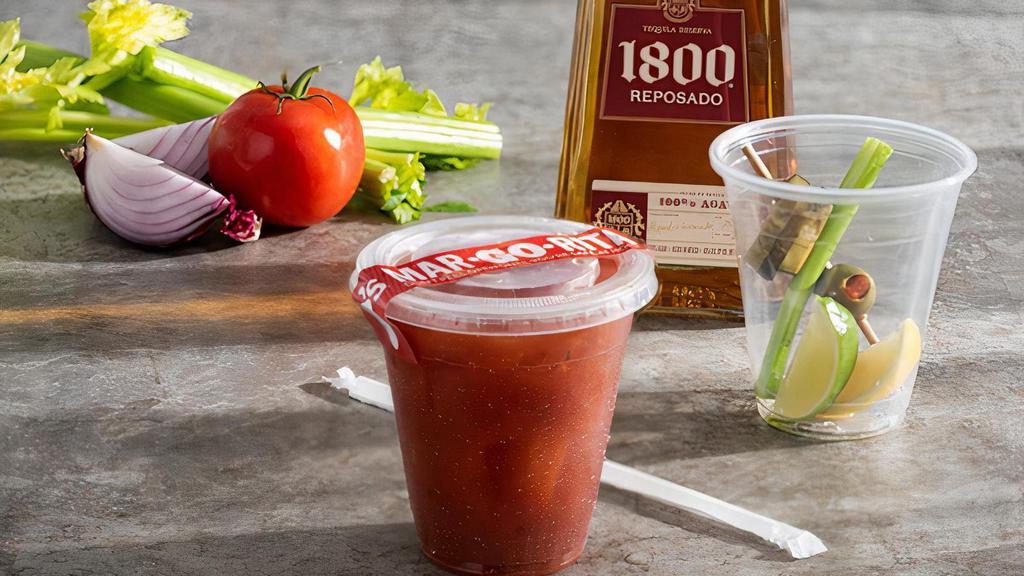 1800® Bloody Maria · 1800® REPOSADO TEQUILA, bloody mary mix, topped with pickles, celery, lime and an olive.