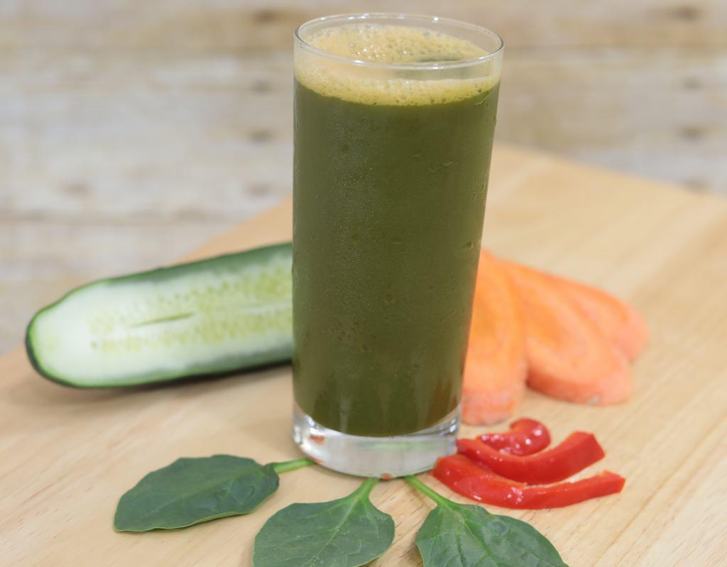 Belly Buster · spinach, carrots, cucumber, bell pepper.
