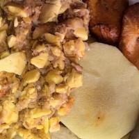 Ackee & Saltfish (Lunch/Dinner) · Jamaica's national dish: Ackee with shredded pieces of salted codfish (pollack) sauteed with...