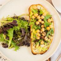 Vegan Toast · Avocado, arugula, chickpeas, and toasted quinoa.