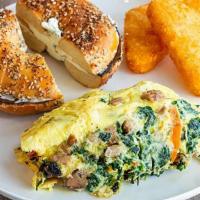 Cheese Omelette · Includes choice of bagel and spread with choice of side.