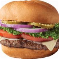 Cheese Burger · Double stacked with lettuce, tomato, onion, and mayonnaise on a brioche roll.