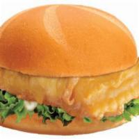 Fish Sandwich · Batter dipped fish. Served with lettuce and tartar sauce on a baked kaiser roll.