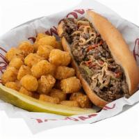 South Street Philly · Swiss American, onions, peppers, hoagie roll with Chicken or Steak. Served with a classic si...