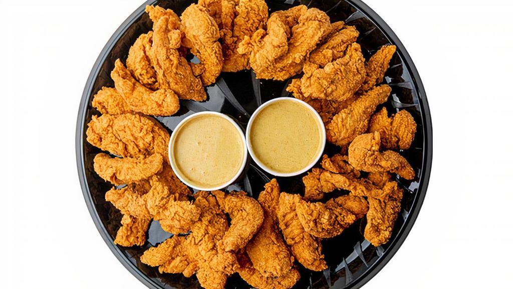 Fried Chicken Tenders (Servers 8) · Double battered tenders served with a tangy honey mustard or BBQ sauce.. *Calories listed per serving