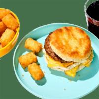 Sausage, Egg & Cheese Biscuit Combo · This Sausage, Egg and Cheese Biscuit is sure to make your morning bright. Combo includes cri...