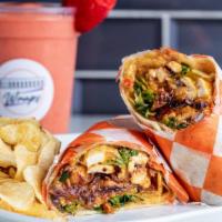 East Atlanta Wrap · Grilled Chicken, melted cheddar cheese, Grilled Onions and Peppers, Cilantro Lime and Ranch