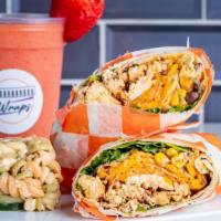 Santa Fe Wrap · Grilled chicken in chipotle sauce, shredded cheese, green leaf lettuce, black bean corn sals...