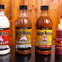 Bottle Of Sweet Bbq Sauce · 16 oz. of our signature Sweet Red Barbecue Sauce!  Sweet and Spicy!  Use on pork, ribs, bris...