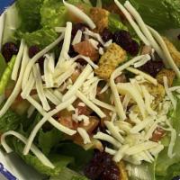 Small House Salad(Cal 170) · Crisp greens topped with shredded cheese, dried cranberries, diced tomatoes and croutons. Se...