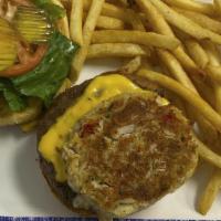 Crab Burger In Paradise (Cal 1380) · All burgers are made with Fresh Certified Angus Beef topped with cheese, lettuce, tomato and...