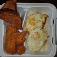Fried Fish Breakfast · Fried Swai Fish served with homemade grits