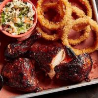 Bar-B-Q Chicken W/Original Sauce · Slow smoked, fall off the bone chicken served with our Original Bar-B-Q sauce and 2 trimmings.