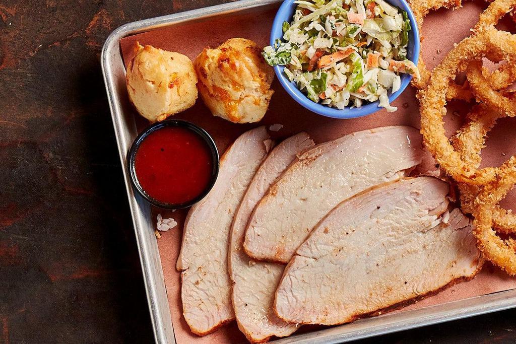 Smoked Turkey Breast W/Original Bbq Sauce · Lean, smoky goodness served with our Original Bar-B-Q sauce and 2 trimmings.