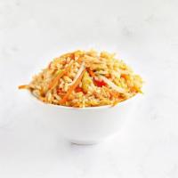 Fried Rice · Scallions, egg, red bell peppers, bean sprouts, carrots tossed in a savory soy sauce.