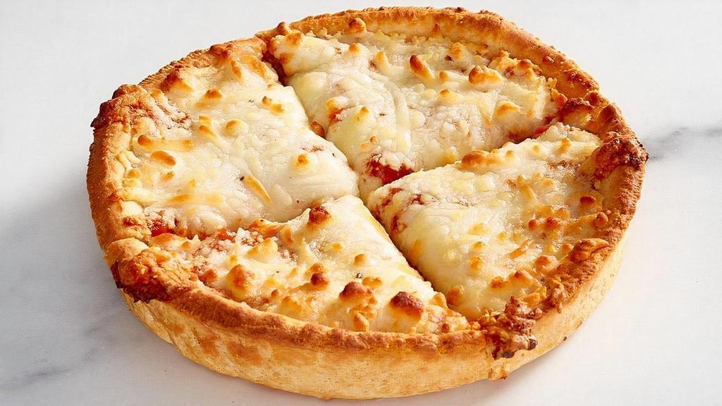 Kids Pizza · Mozzarella and marinara in a deep dish crust. Comes with your choice of a side and a Mini Chocolate Chip Cookie.