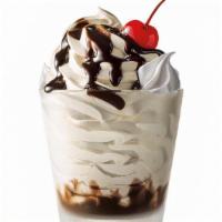 Hot Fudge Sundae · Our Hot Fudge Sundaes start with creamy, real vanilla ice cream swirled together with hot fu...
