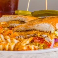 Fish City Sandwich · Tilapia fillet grilled, blackened or fried, remoulade,
lettuce, tomato & onion.