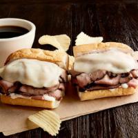 Beefeater Regular · 1/2 pound of hot roast beef, provolone, mayo, toasted on New Orleans French bread. Served wi...