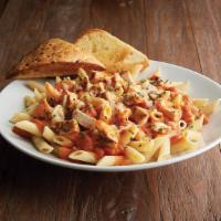 Chicken Pasta Primo · 1010/610 cal (bread: 230/120 cal) Penne pasta topped with grilled 100% antibiotic free chick...
