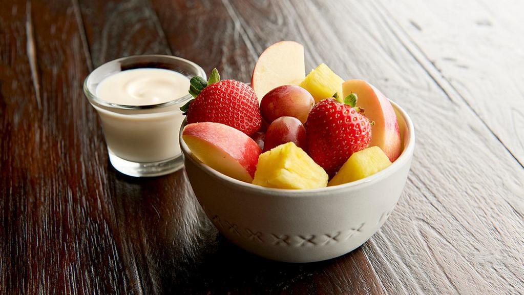 Cup Of Fresh Fruit (60 Cal) · Mixed, seasonal fruit. Served with creamy fruit dip. Gluten sensitive, vegetarian.