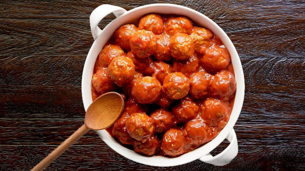 Meatballs In Marinara (2960 Cal) · New and appetizing for your event! 30 beef & pork meatballs tossed then baked in our family-recipe, seasoned marinara sauce. (Serves 10)