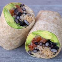 California Burrito · Comes with rice, beans (pinto or black), pico de gallo, lettuce, avocado, and southwest vina...