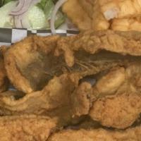 Whiting Fish Basket · Choice of two or three pieces of whiting fish. Served with fries, coleslaw, and Texas toast.