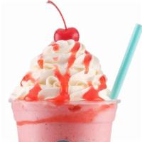 Strawberry Bliss · Strawberry fruit blended with strawberry ice cream and dressed with strawberry sauce, whippe...