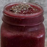 Berry Acai Smoothie · A blend of organic acai, blueberries, strawberries, banana, gala apple and chia seeds.