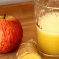Ginger Shot (4Oz) · A fresh pressed 4 ounce shot of organic ginger combined with gala apple for an intense vitam...