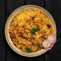 Chunky Chicken Biryani · Long grained rice flavored with fragrant spices along with saffron and layered with marinate...