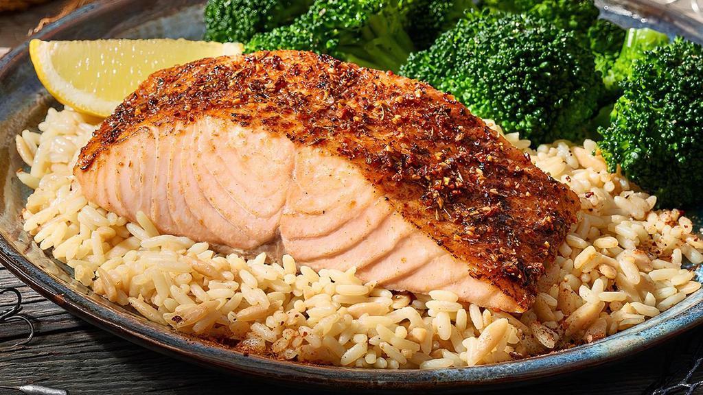 Herb Superb Grilled Salmon · Infused with our special herb seasoning, this flavorful 6 oz. salmon fillet is grilled to perfection. And the aroma!  Served with a side of broccoli.