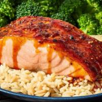 Bourbon-Glazed Salmon · A 6-oz. salmon fillet rubbed with a special herb seasoning and Charlie's favorite sauce, a k...
