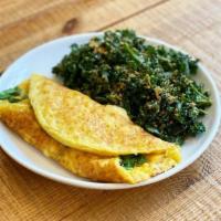 Spinach &  Cheeze Omelette · JUST EGG omelet, spinach, cheddar cheeze served with side kale salad