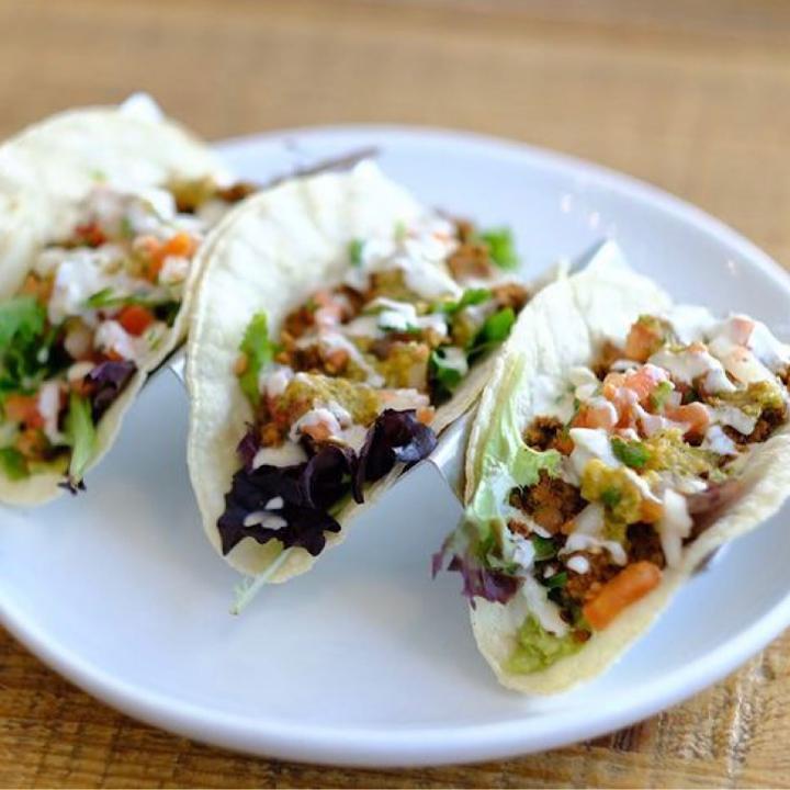Love Life Tacos · (3) corn tortillas, lentil walnut “meat”, pico de gallo, mixed greens, guacamole, cashew cream, fresh salsa GF